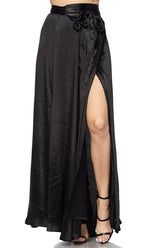 Black Long Satin Skirt |  Long Satin Skirt